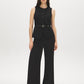 Black Button-Front Belted Knit Vest - Front View - Suzy Shier