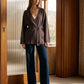 Brown Open-Front Bell Sleeve Cardigan - Front View - Suzy Shier