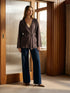 Brown Open-Front Bell Sleeve Cardigan - Front View - Suzy Shier