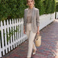 Driftwood Ruched Sleeve One-Button Blazer - Woman Wearing Tailored Blazer with Notch Collar - Suzy Shier
