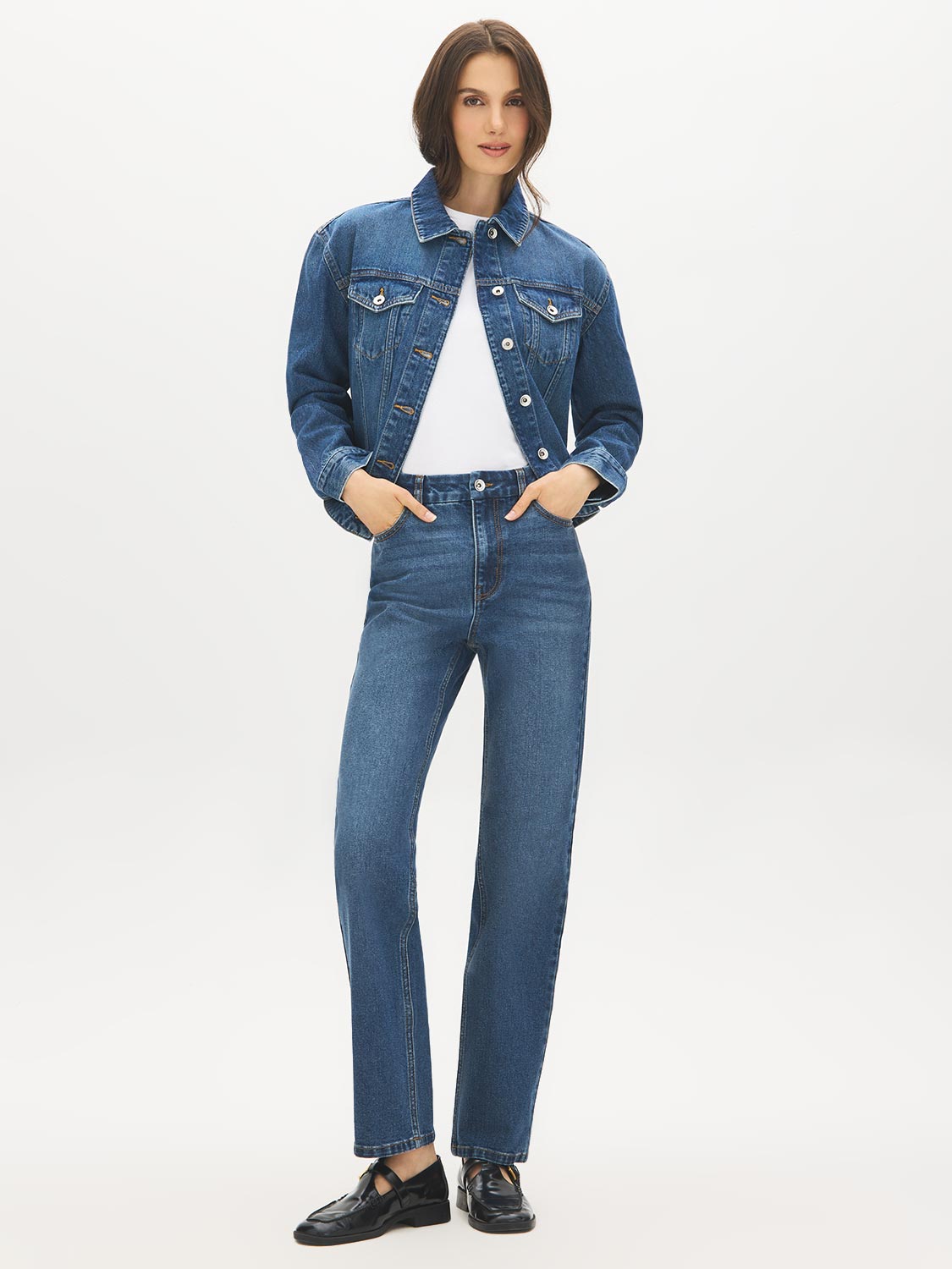 Medium Wash Basic Straight Leg Denim Pant - Styled Look - Suzy Shier