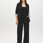 Grey Mix Notch Collar Knit Blazer with Stripe Cuff - Front View - Suzy Shier
