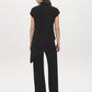 Black Mock Neck Shimmer Asymmetrical Top - Back View - Suzy Shier