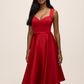 Red Satin Fit & Flare Sleeveless Midi Dress - Alternate Front View - Le Chateau
