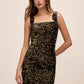 Gold/Black Two-Tone Sequin Sheath Dress - Close-up Front View - Le Chateau