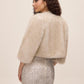 Antique Cream Faux Fur Bolero - Back View - Le Chateau