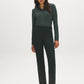 Scarab Printed Button-Up Blouse with Shirt Collar - Front View - Suzy Shier