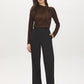 Black Pull-On Wide-Leg Pants with Seam Pockets - Woman Wearing Tailored Trousers - Suzy Shier