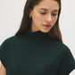 Scarab Melange Mock Neck Top with Dolman Sleeves - Close-up Fabric Detail - Suzy Shier