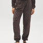 Coffee Diamond Pattern Plush PJ Set - Pants Detail - Suzy Shier