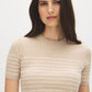 Porridge Melange Stripe Rib Knit Sweater - Close-up Fabric Detail - Suzy Shier