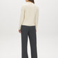 Cloud Gray Mock Neck Sweater with Diagonal Stitch Detail - Back View - Suzy Shier