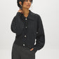 Thunder Storm Cable Knit Sweater with Large Collar - Woman Wearing Textured Knit Sweater - Suzy Shier