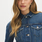 Dark Wash Drop Shoulder Denim Jacket - Front Button Detail - Suzy Shier