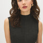 Black and Gold Sleeveless Ribbed Knit Dress - Close-up Fabric Detail - Suzy Shier