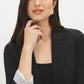 Grey Mix Notch Collar Knit Blazer with Stripe Cuff - Cuff Detail - Suzy Shier