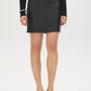 Black Faux Leather Mini Skirt with Back Zipper - Front View - Suzy Shier