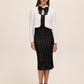 Black and Antique Cream Sequin Bolero with Puffy Sleeves - Full Outfit View - Le Chateau