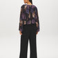 Prune Floral Mesh Bubble Top with Balloon Sleeves - Back View - Suzy Shier