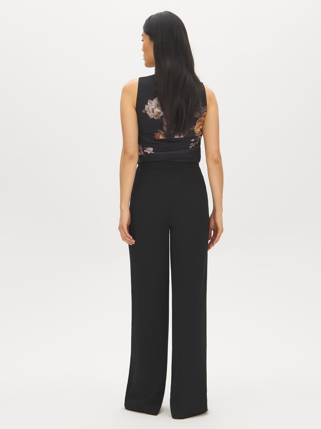 Black Pintuck Front Knit Pants - Back View - Suzy Shier