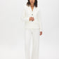 Off White Three-Button Notch Collar Blazer - Full Body View - Suzy Shier