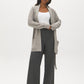 Dolphin Melange Cable Knit Shawl Collar Duster Sweater - Side Profile View - Suzy Shier