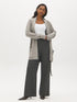 Dolphin Melange Cable Knit Shawl Collar Duster Sweater - Side Profile View - Suzy Shier
