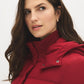 Lipstick Short Puffer Jacket with Hood - Close-up Fabric Detail - Suzy Shier
