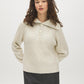 Wind Chime Ribbed Shaker Stitch Sweater - Woman Wearing Large Collar Knitwear - Suzy Shier