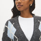 Charcoal V-Neck Button-Front Cardigan - Close-up Fabric Detail - Suzy Shier