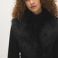 Dark Brown Melange Long Belted Faux Wool Coat - Collar Detail - Suzy Shier