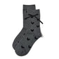 Charcoal Heart Detail Knit Socks with Lace Cuff - Close-up Lace Trim Detail - Suzy Shier