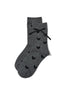 Charcoal Heart Detail Knit Socks with Lace Cuff - Close-up Lace Trim Detail - Suzy Shier