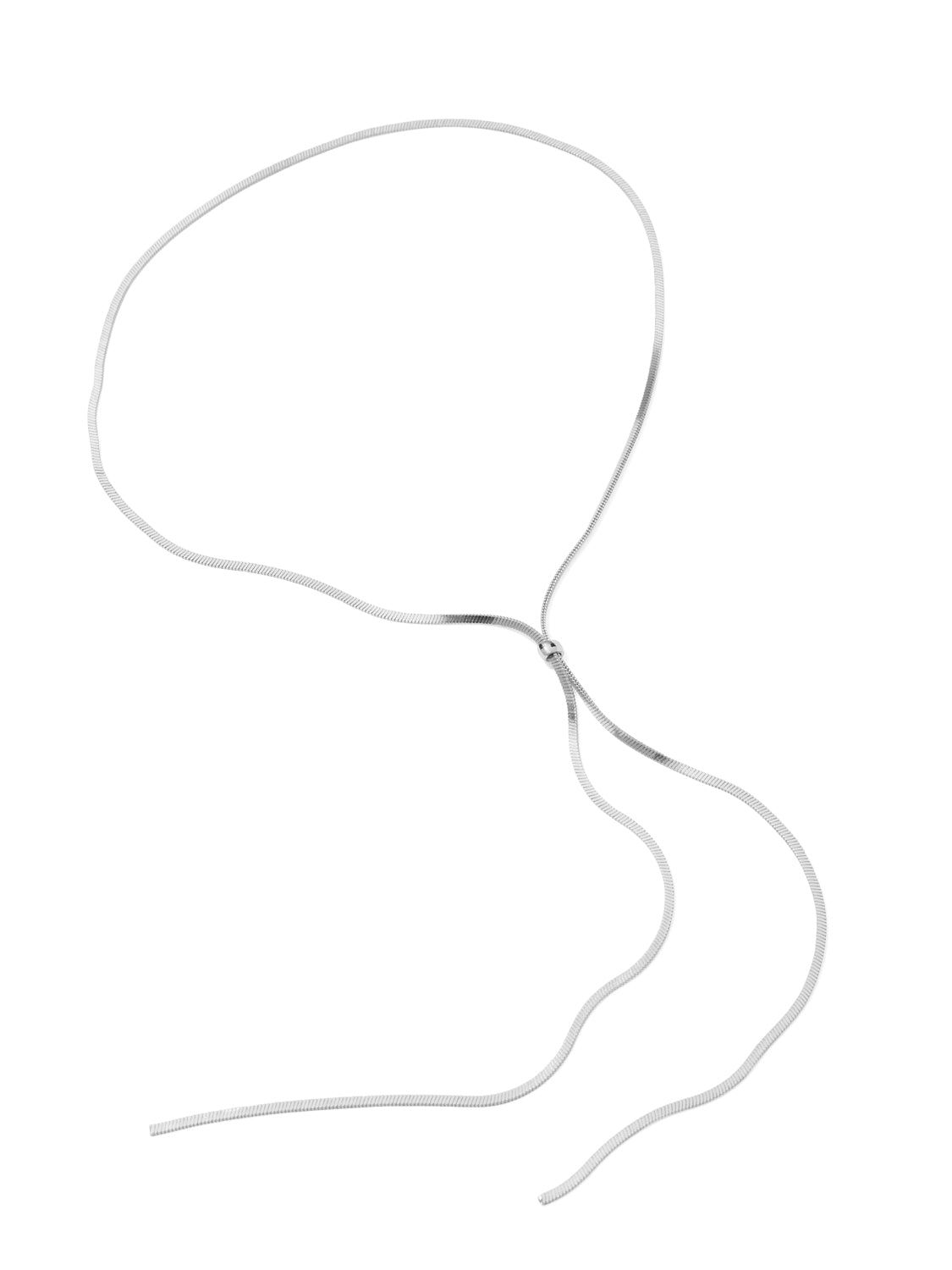 Gold Lariat Snake Chain Necklace - Full View - Suzy Shier