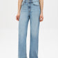 Medium Stone Wash Straight Leg Denim with Wide Hem - Front View - Suzy Shier