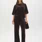Coffee Bean Boxy Velvet Boat Neck Top - Front View - Suzy Shier