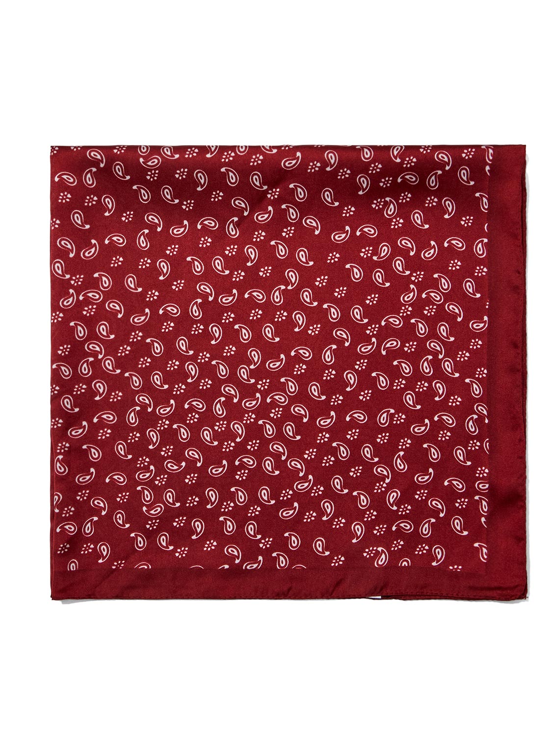 Burgundy Paisley Silk-Like Scarf - Alternate Paisley Pattern Detail - Suzy Shier