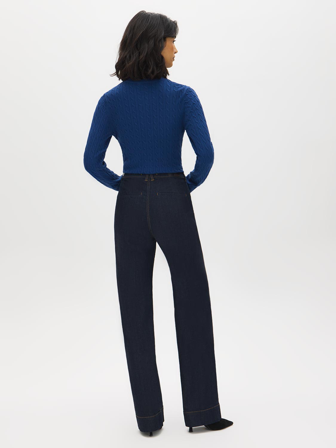 Indigo Rinse Straight Leg Denim Trouser - Back View - Suzy Shier