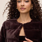 Chocolate Striped Fur Bolero - Close-up Fabric Detail - Le Chateau