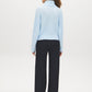 Blue Ribbed Shaker Stitch Sweater with Large Collar - Back View - Suzy Shier