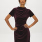 Midnight Plum Velour Mini Dress with Gathered Detail - Front View - Suzy Shier