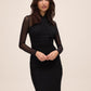 Black Crisscross Halter Mesh Midi Dress - Front View - Le Chateau