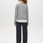 Grey Mix Twofer Knit Sweater with Poplin Collar - Back View - Suzy Shier