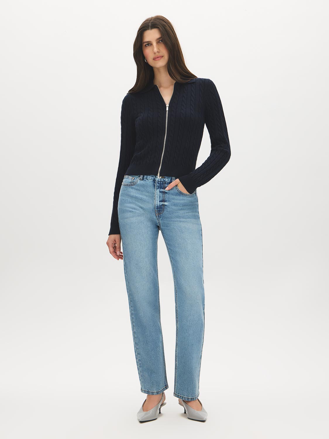 Medium Wash Basic Straight Leg Denim Pant - Styled Look - Suzy Shier