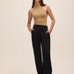 Gold Sleeveless Tinsel Lurex Knit Sweater - Full Body View - Le Chateau