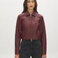 Merlot Vegan Leather Shorts with Front Zipper - Front View - Suzy Shier