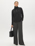 Charcoal Melange Fluffy Rib Knit Top with Half Zip - Front View - Suzy Shier