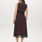 Dark Raisin Satin Lace-Trim Midi Dress - Back View - Suzy Shier