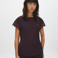 Midnight Plum Boat Neck Popover Top with Lace Trim - Front View - Suzy Shier