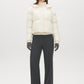 Cream Short Puffer Jacket with Hood - Front View - Suzy Shier